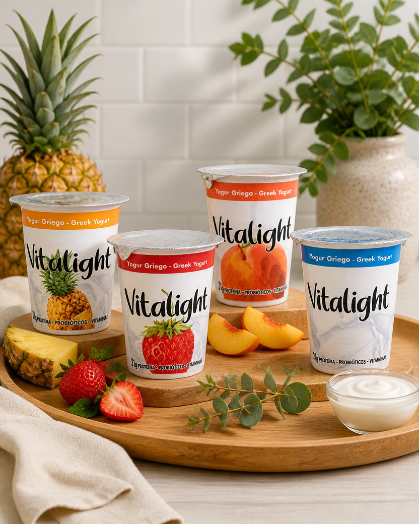Caja de 12 yogures Vitalight de 150g — formato ideal para punto de venta